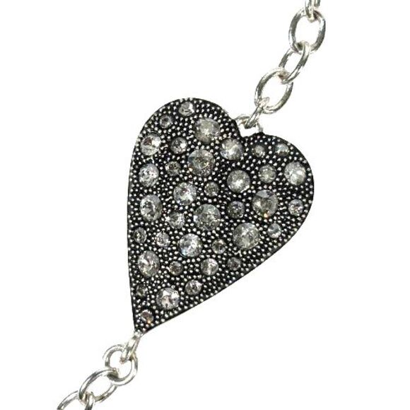 BRIGHTON GLISTEN HEART Clear Crystal Silver Bracelet Reversible JF8131 NWOT $72 - Picture 3 of 11
